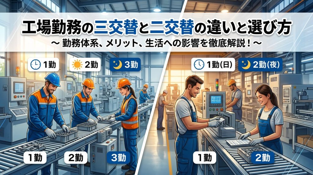 工場勤務の三交替と二交替の違いと選び方